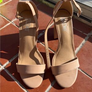Target Beige  Women's Nude Block Heel Sandals
